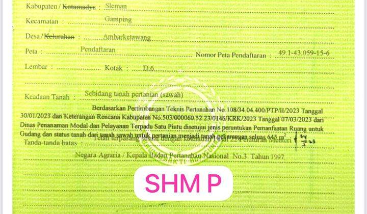 Tanah Murah Di Ambarketawang Cocok Buat Pabrik, Gudang, Perumahan Tanah SHM 5302 m² 2