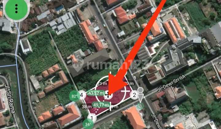 Disewakan tanah di jalan utama Dewi Sri 1