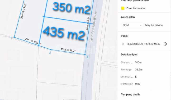 Dijual For Sale Tanah Resident Jalan Utama Uma Buluh Canggu Bali