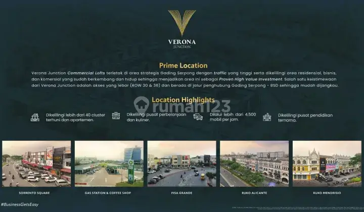 Ruko / SOHO Lokasi Strategis Traffic sangat Padat dekat Akses Tol di SHOPHOUSE VERONA JUNCTION 7