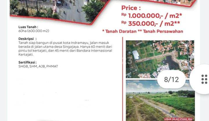 Dijual Tanah Siap Bangun Di Indramayu, Jawa Barat Luas 60ha 1
