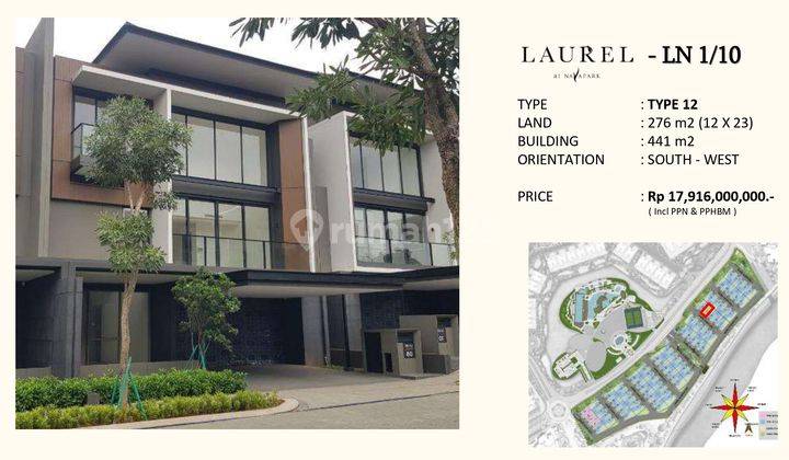 Rumah Baru Mewah, Berlokasi Premium Type 12 Di Laurel At Navapark Bsd 1