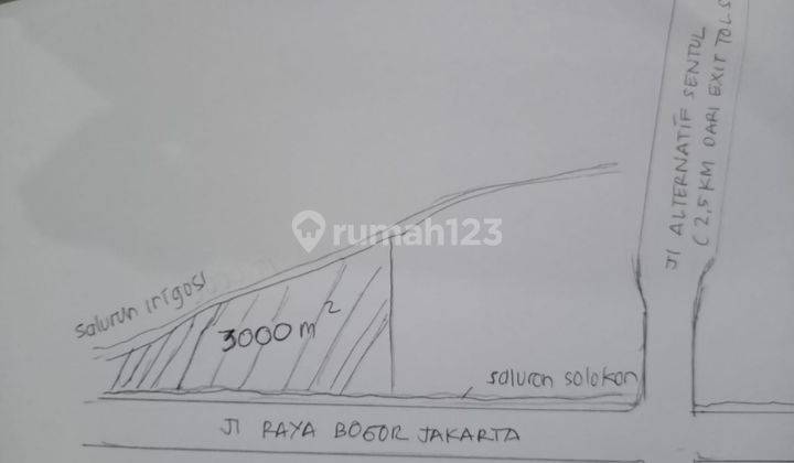 Tanah 3000M2 Dkt Alter Tol Sentul Jl Jakarat Bogor 37,5 Km Bogor 1