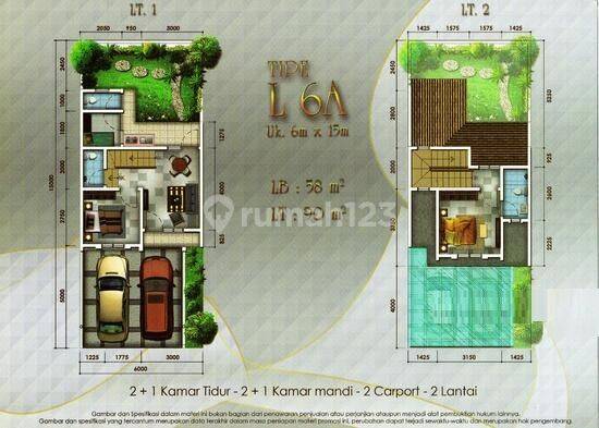 Rumah 2lt Luas 6x15 Type 3kt Cluster Thames Jgc Cakung Jakarta  10