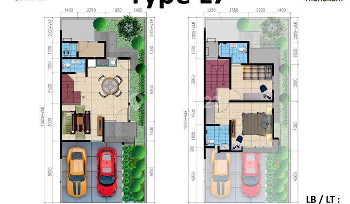 Rumah 2lt 7x15 105m 2+1kt Cluster Mahakam Jgc Jakarta Garden City 2