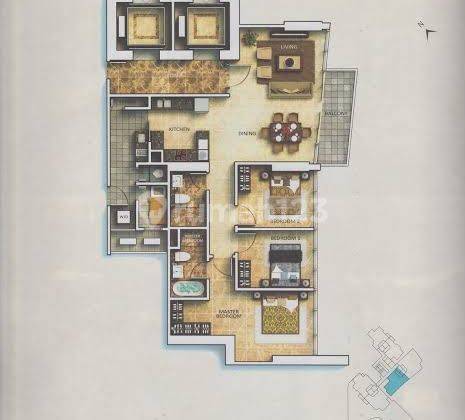 Apartemen Windsor 3bed Full Furnish Siap Huni 2