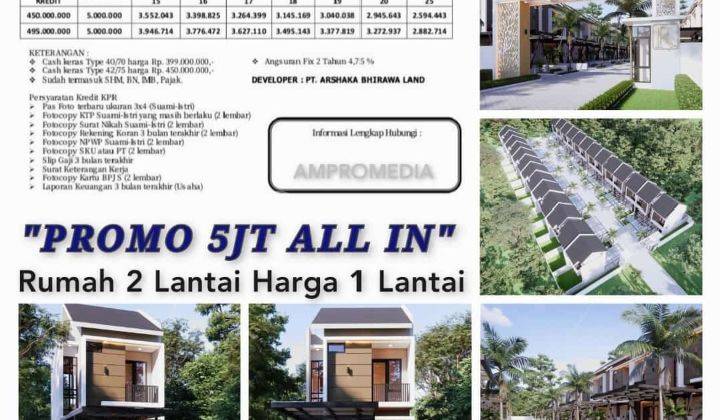 Promo rumah 2 lantai dp cukup 5 juta all in angs hanya 2.8 juta tenor 20 tahun  12