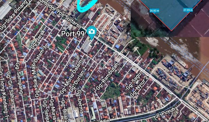 RUMAH TUA / TANAH UTK GUDANG LUAS 25X26 ADA DERMAGA JARAK 800M DARI PELABUHAN