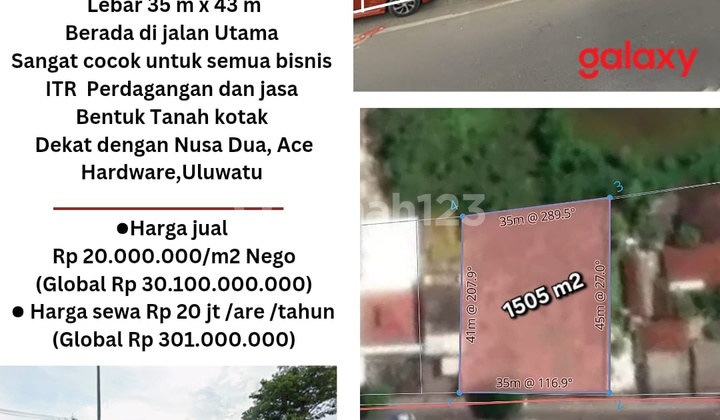 Tanah Sewa di Bypass Jimbaran Cocok Segala Bisnis