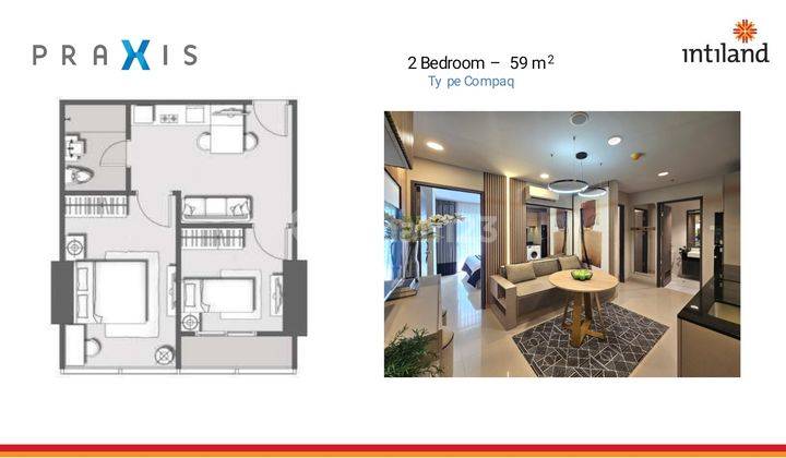 Apartemem Praxis 2 Kamar Tidur Furnished 1