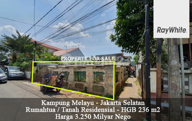 Tanah / Rumahtua Residensial Luas 236 M2 Kampung Melayu Bukit Duri Jakarta Selatan