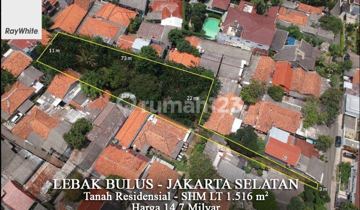 FOR SALE R1 Residential Plot 1,516 m2 Suitable for Townhouse Lebak Bulus South Jakarta FOR SALE R1 Residential Plot 1,516 m2 Suitable for Townhouse Lebak Bulus South Jakarta