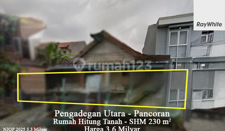 FOR SALE  Rumah Hitung Tanah Murah Mendekati NJOP Pengadegan Utara Pancoran Jakarta Selatan