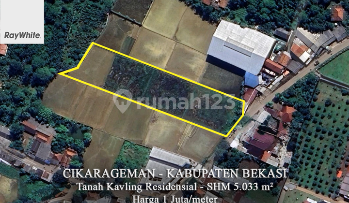 FOR SALE Tanah Kavling 5.033 Meter Dekat Cluster Harvest City Cikarageman Bekasi Jawa Barat
