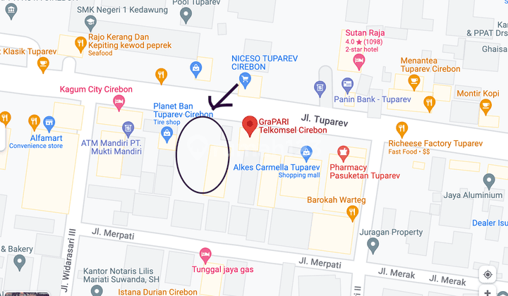 Disewakan tanah strategis langka di Jln Tuparev Cirebon 4