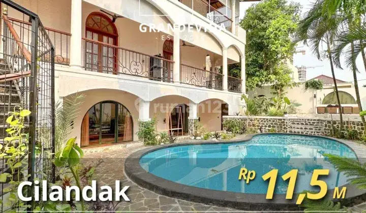 Cilandak Mediterranian House, Fully Furnished, Swimming Pool, Bentuk Tanah Ngantong 1