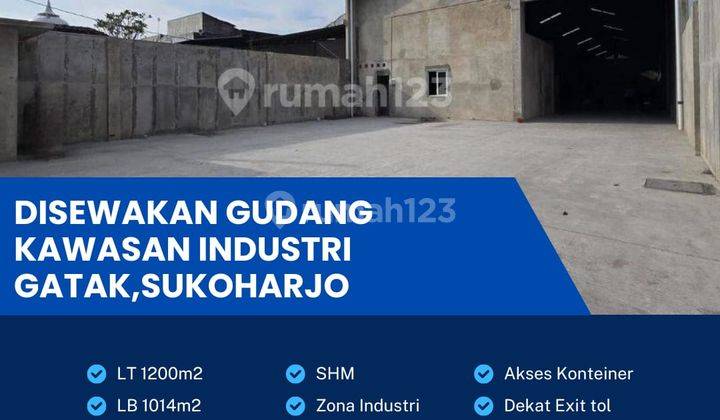 Disewakan gudang lokasi sukoharjo luas 1200m BU! 1