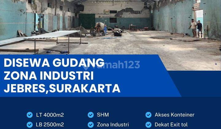 Disewakan gudang industri lokasi jebres luas 4000m BU! 1
