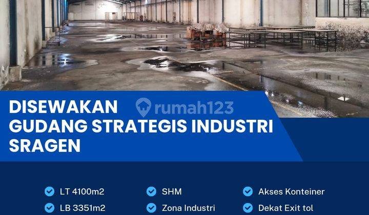 Disewakan Gudang Zona Industri Luas 4100m2 Lokasi Sragen  2