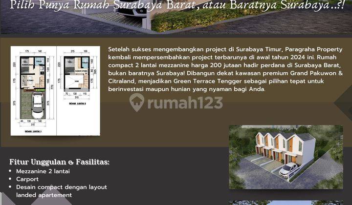 Rumah 2 lantai termurah di surabaya barat harga 300 jt'an  2