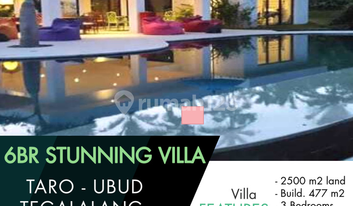 Villa 6BR di ubud dengan unblocked view dijual BU
