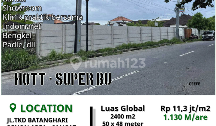 Land by the road sold cheap and ready-to-build in Renon, Denpasar, Bali.