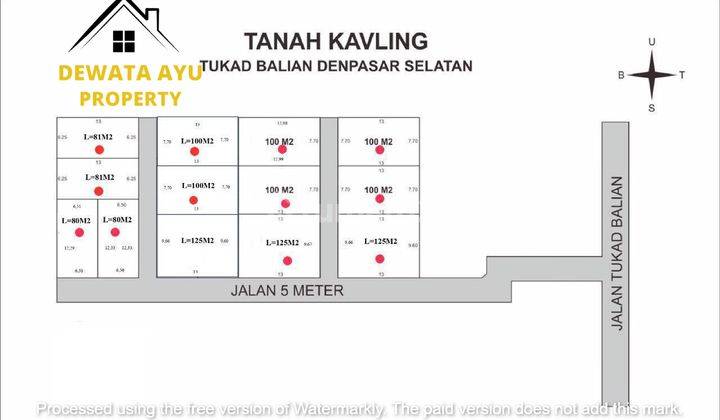 Lahan Kosong Luas 125M2 Lokasi Tukad Balian Renon 2