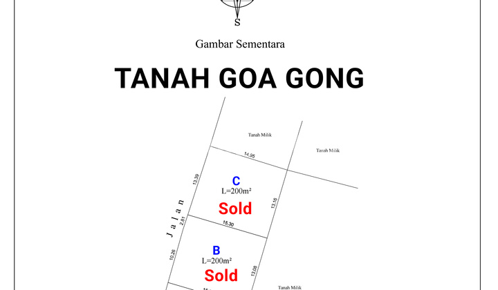 Jual Murah Lahan Lokasi strategis di Goa Gong