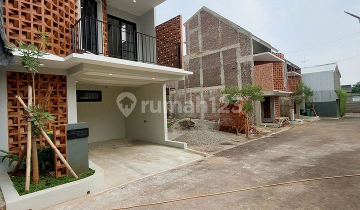 tampak depan rumah aesthetic modern 2 lantai