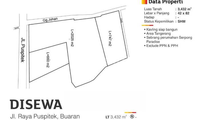 Disewakan Kavling Komersial Puspitek Serpong Tangsel 2