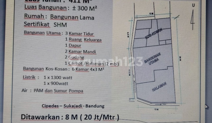 Rumah Hitung Tanah Sukajadi Posisi Depan 6