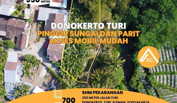 Tanah Pekarangan Turi Donokerto Pinggir Sungai Akses Mobil 1