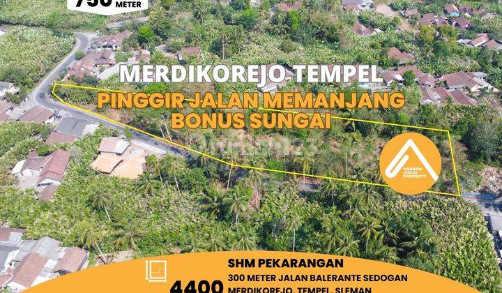 Tanah Pekarangan Tempel Pinggir Jalan Memanjang Bonus Sungai 1