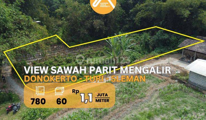 Jual Tanah Turi Pekarangan View Sawah Parit Mengalir  1