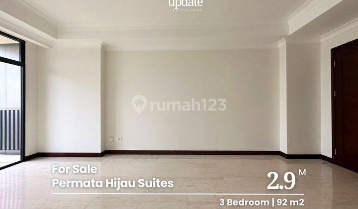 Sale Permata Hijau Suites, Kebyoran Lama, 3 Bedroom, 92 M2, Mid Floor, Unfurnished 1
