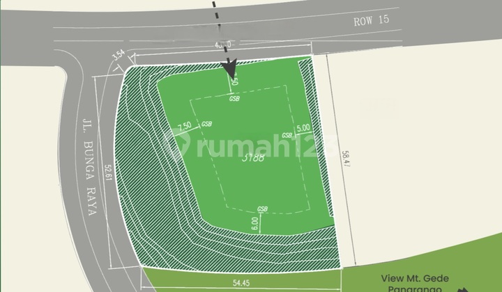 11.8jt Kavling Hoek 3muka Rancamaya.3.188m2 Direct Golf