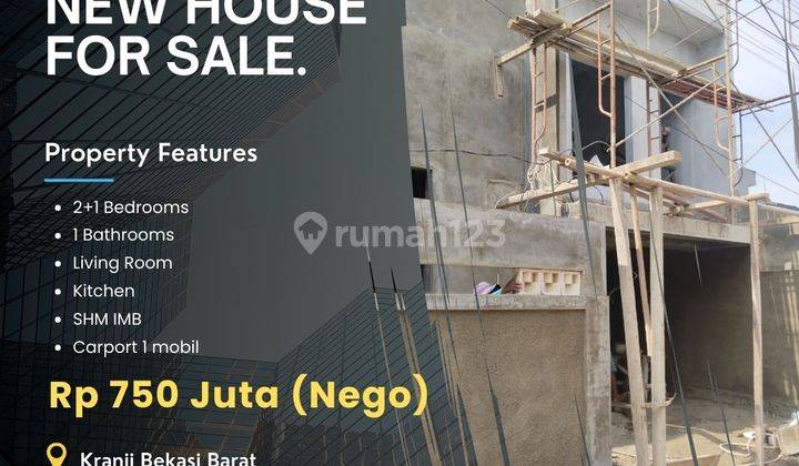 Kranji Bekasi Barat Rumah 2 Lt Harga 750 Juta Dekat Stasiun Krl 0057C 1