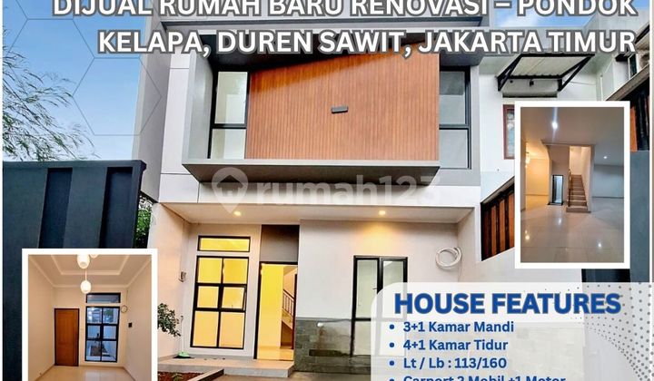 DIJUAL RUMAH BARU RENOVASI - PONDOK KELAPA, DUREN SAWIT, JAKARTA TIMUR ZN68