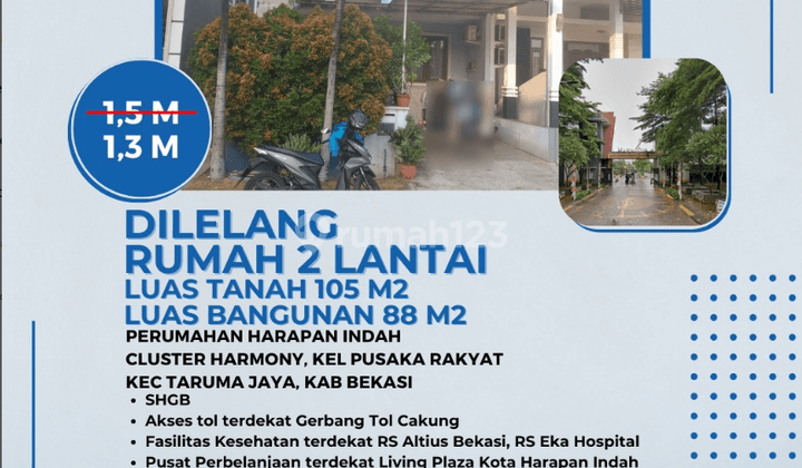  Dilelang Harapan Indah Bekasi Cluster Harmony Rumah 2 Lt Pg9 1