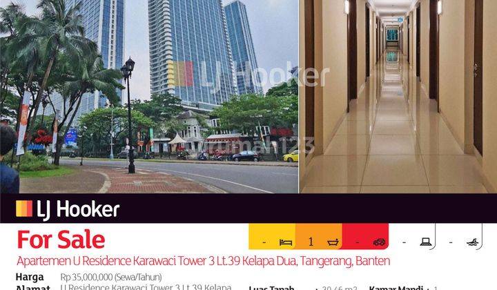 Apartemen U Residence Karawaci Tower 3 Lt.39 Kelapa Dua, Tangerang, Banten 2