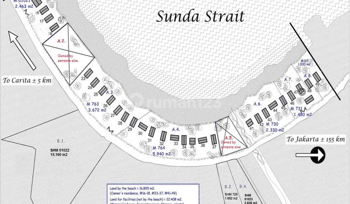 Dijual, Sambolo Beach Bungalow, Pantai Carita Tanpa Karang 1