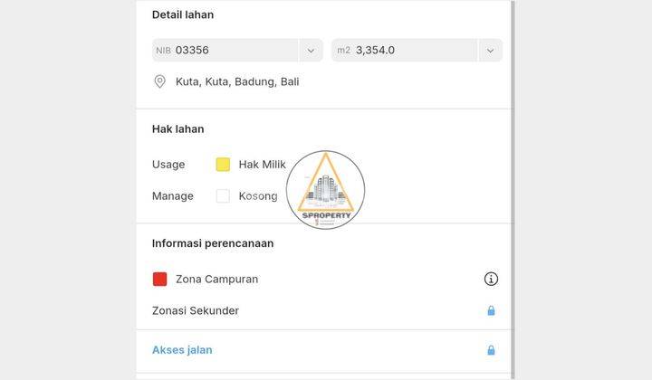 Tanah Premium Komersil Berlokasi di Jalan Merdeka Raya Kuta 2