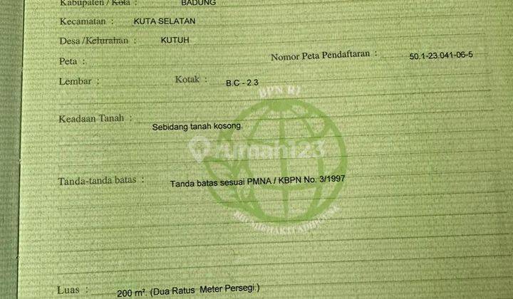 Dijual Tanah Murah Lokasi Strategis di Kutuh Kuta Selatan 2