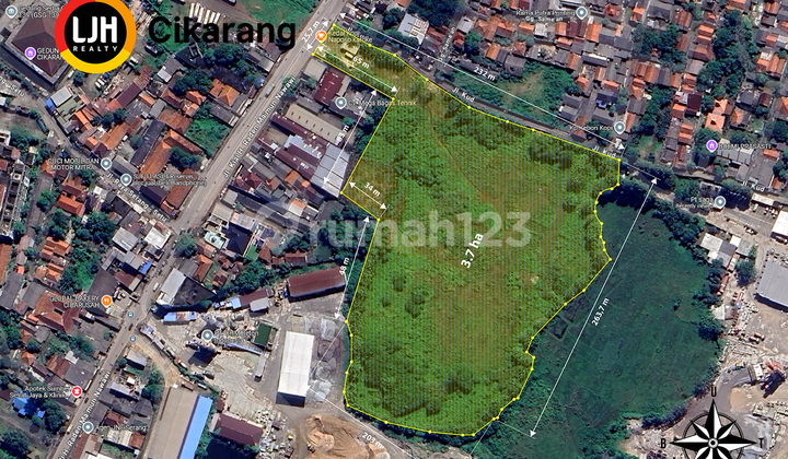 Dijual Kavling Luas di Jl Raya Serang Cibarusah Cikarang Selatan