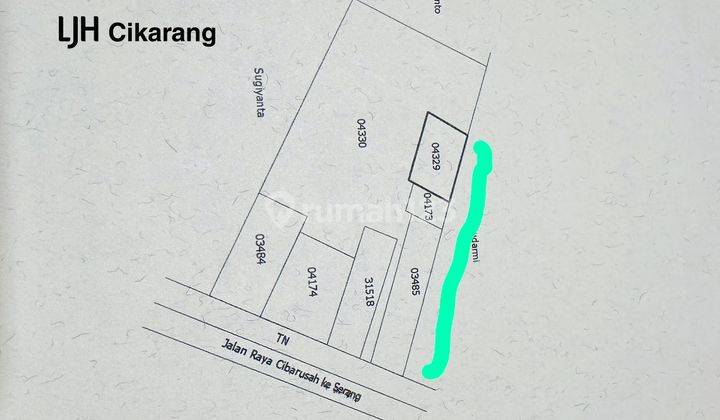 Dijual Kavling Luas di Jl Raya Serang Cibarusah Cikarang Selatan 2