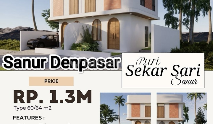Jual Rumah Tingkat 3 Kamar Area Pantai Sanur Denpasar Bali
