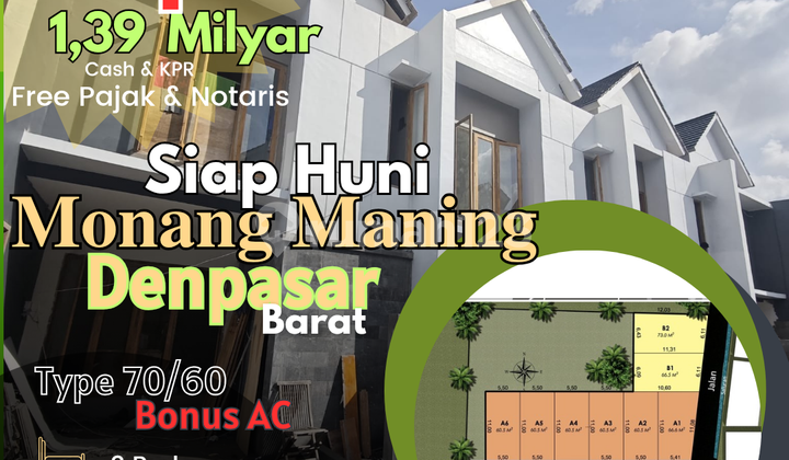 Ready-to-Occupy New House with 0 Down Payment, 3 Bedrooms, Monang Maning, West Denpasar, Bali Ready-to-Occupy New House with 0 Down Payment, 3 Bedrooms, Monang Maning, West Denpasar, Bali