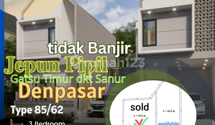 Dijual Rumah Bebas Banjir Tingkat View Sawah Dekat Pantai Sanur Gatsu Timur Denpasar Bali