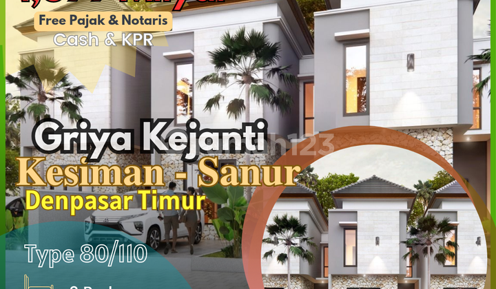 Jual Rumah Tingkat 3 Kamar Kesiman Gatsu Timur Dekat Pantai Sanur Denpasar Bali