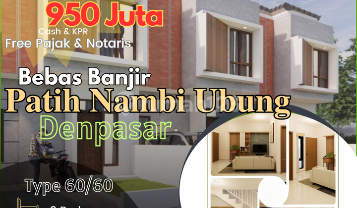 Jual Rumah Cluster Onegate Tingkat 3 Kamar Dekat Lumintang Gatsu Denpasar Bali